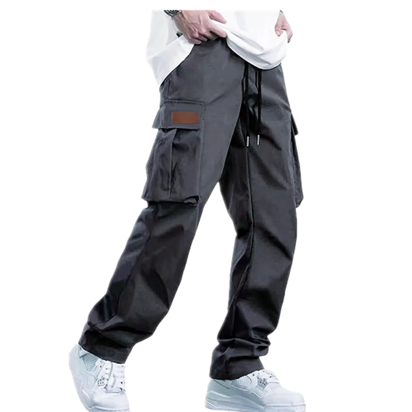 2025new men's workwear pants, European and American men's loose straight casual pants, men's workwear pocket pants