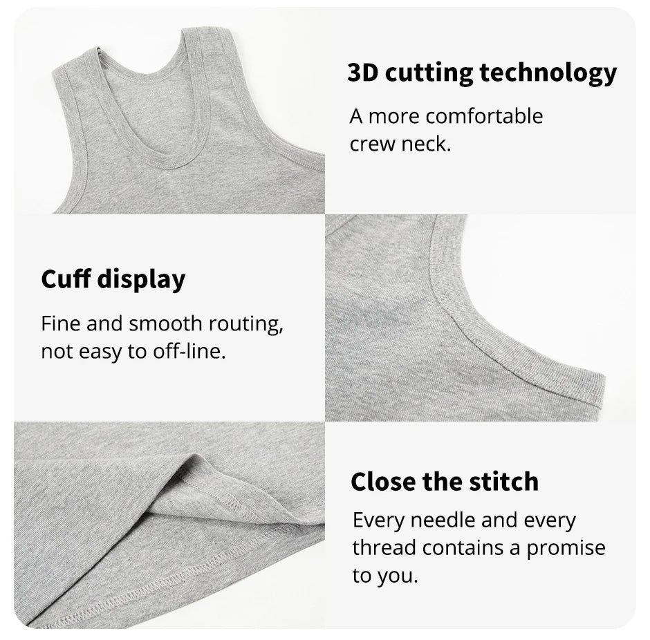 1/3 Piece Men's Wide-shouldered Cotton Vest Youth Sports Fitness Basketball Football Breathable Sweat-absorbent Joker Slim Top