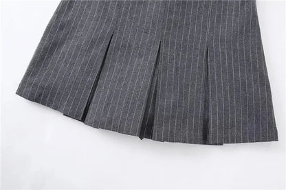 Mooyufon Fashion Women's High Waist Shorts Skirts Pleated Skirt Shorts Women Striped Bermuda Shorts Woman Casual Mini Shorts