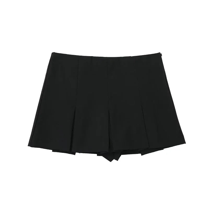 Mooyufon Fashion Women's High Waist Shorts Skirts Pleated Skirt Shorts Women Striped Bermuda Shorts Woman Casual Mini Shorts