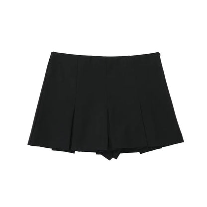 Mooyufon Fashion Women's High Waist Shorts Skirts Pleated Skirt Shorts Women Striped Bermuda Shorts Woman Casual Mini Shorts