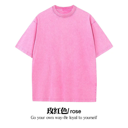 Summer Washed T shirt for Men Women Cotton Loose O-Neck Oversized Tee Men's Korean Y2k Tops Casual Vintage Short Sleeve T-shirt