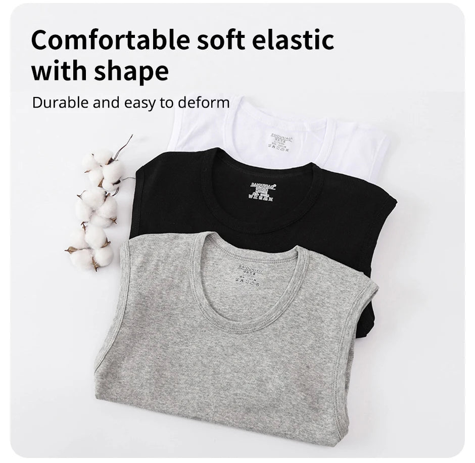 1/3 Piece Men's Wide-shouldered Cotton Vest Youth Sports Fitness Basketball Football Breathable Sweat-absorbent Joker Slim Top