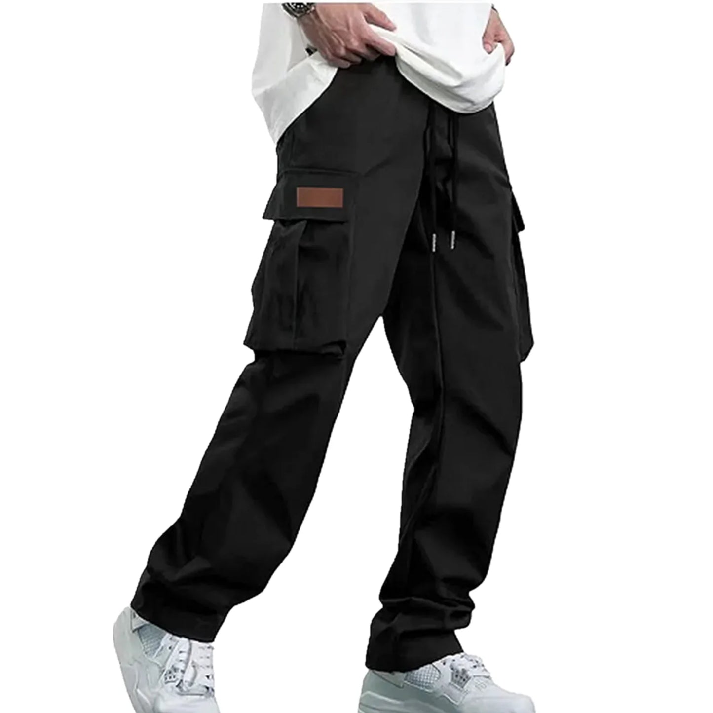 2025new men's workwear pants, European and American men's loose straight casual pants, men's workwear pocket pants