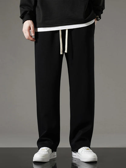 Spring Autumn Men Sweatpants Korean Fashion Sportswear Drawstring Wide Leg Straight Track Pants Cotton Casual Loose Trousers