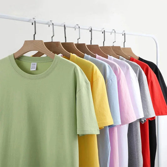 12 Color Oversized Heavyweight T Shirt for Men Summer Short Sleeve Tee 100% Cotton Plain Top Casual Men's Clothing