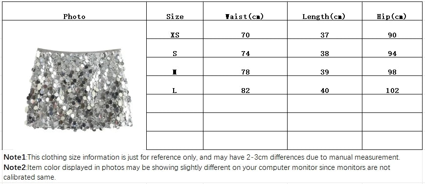 Silver Sequin Skirt Woman High Waist Mini Skirt Woman Fashion Shiny Glitter Elegant Short Skirts For Women Y2k Skirts