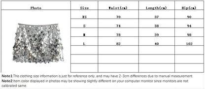 Silver Sequin Skirt Woman High Waist Mini Skirt Woman Fashion Shiny Glitter Elegant Short Skirts For Women Y2k Skirts