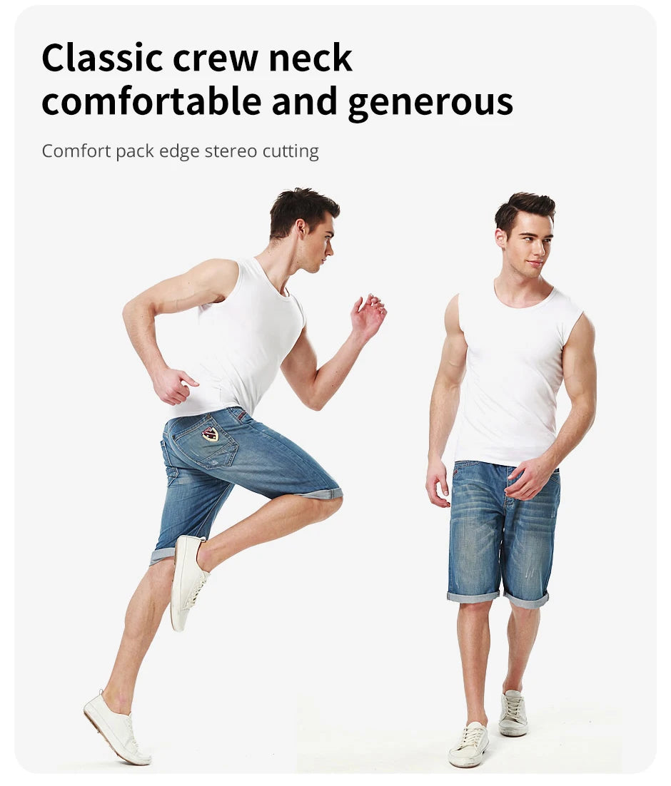1/3 Piece Men's Wide-shouldered Cotton Vest Youth Sports Fitness Basketball Football Breathable Sweat-absorbent Joker Slim Top