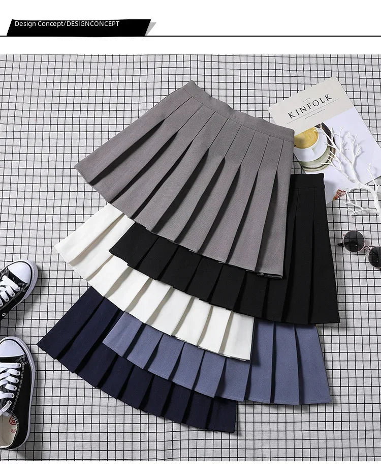 100-crotch Women Spring Summer Jk White A- crotch High-waist Short Skirt Autumn Winter Plaid Half-skirt