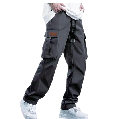 2025new men's workwear pants, European and American men's loose straight casual pants, men's workwear pocket pants