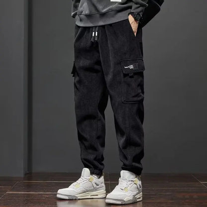 Spring Autumn New Style Elastic Waist Casual Pants for Men Stretch Straight Drawstring Harem Jogging Sports Long Pants Male