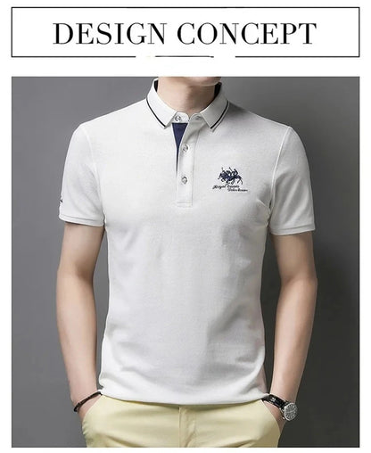 Summer Mens Embroidered Polo Shirts Short Sleeve Shirt Luxury Top Casual Lapel T-shirt Men Breathable Lightweight T Shirt Homme