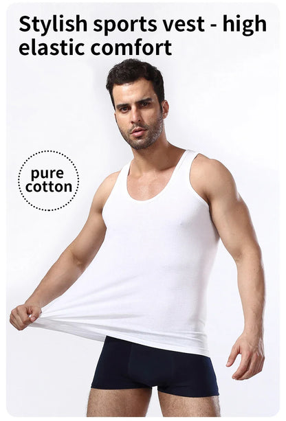2024 New Men's Summer Lightweight Cotton Vest Sports Casual Home Outdoor Close-Fitting Tops Breathable Quick Drying Loose Vest