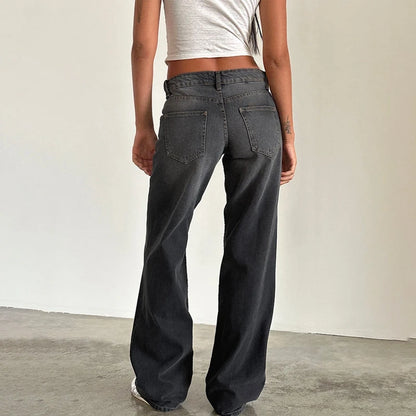 Women Y2K Wide Leg Denim Pants Baggy Low Waist Boyfriend Jeans Casual Vintage Loose Fit Jeans Trousers Cyber Grunge Streetwear
